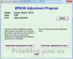 Adjustment program Epson Stylus TX210